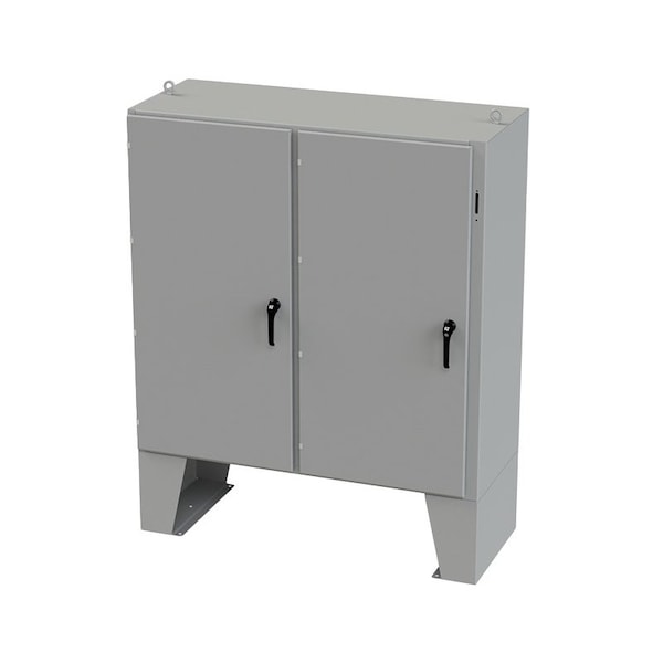 3 Point Latch with Coinproof/Padlock Handle Electrical Enclosures, 60 in H, 24 in D, 61 in W